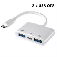 Переходник 3 в 1 Type-C на 2 x USB Type-A и зарядку Type-C Адаптер для iPhone, iPad | 0.1м