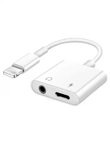 Переходник Lightning на AUX 3.5mm и Lightning(Мама) Аудио адаптер для iPhone, iPad | 0.1м