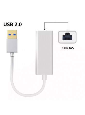 Переходник USB 2.0 на Ethernet 0.1м Silver | Адаптер RJ-45 100mb/s для MacBook, iMac, iPad, Chromebook, Samsung, Xiaomi, Oppo, Nokia, Meizu, Honor | 0.1м