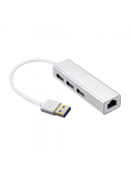 Переходник USB-A на Ethernet 0.1м | Адаптер RJ-45 100mb/s и 3-USB 2.0 для MacBook, iMac, iPad, Chromebook, Samsung, Xiaomi, Oppo, Nokia, Meizu, Honor | 0.1м