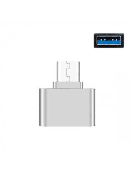 Переходник OTG USB-A(Мама) на Type-C(Папа) Silver | Адаптер для зарядки