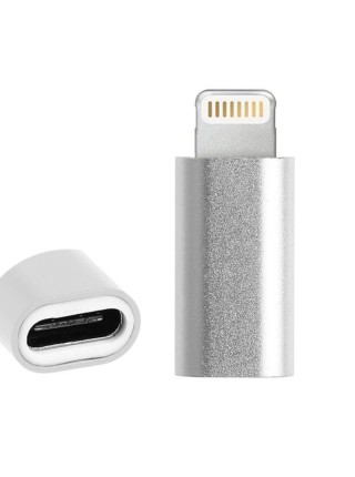 Переходник Type-C(Мама) на Lightning(Папа) Silver адаптер для iPhone, iPad, iPod