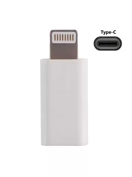 Переходник Type-C(Мама) на Lightning(Папа) White адаптер для iPhone, iPad, iPod