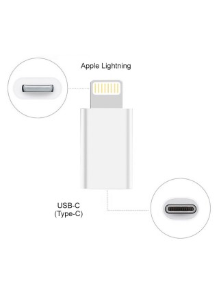 Переходник Type-C(Мама) на Lightning(Папа) White адаптер для iPhone, iPad, iPod