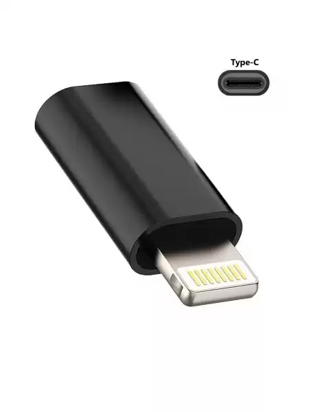 Переходник Type-C(Мама) на Lightning(Папа) Black адаптер для iPhone, iPad, iPod