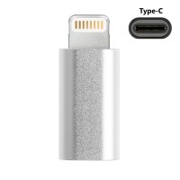 Переходник Type-C(Мама) на Lightning(Папа) Silver адаптер для iPhone, iPad, iPod