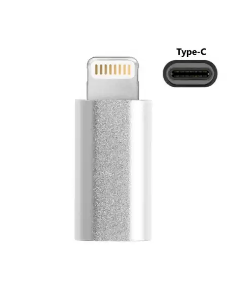 Переходник Type-C(Мама) на Lightning(Папа) Silver адаптер для iPhone, iPad, iPod
