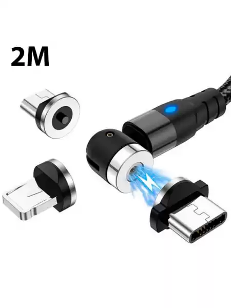 Зарядный кабель Foxconn Magneto Magic 540° - 2м. | 3 в 1 Type-C, Lightning, Micro-USB на USB-кабель для iPhone, iPod, iPad, AirPods, Samsung, Xiaomi