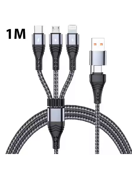 Зарядный кабель Foxconn Fast Speed 4 в 1 66w 6A 1m - USB, Type-C на Type-C, Lightning, Micro USB кабель для iPhone, AirPods, Apple Watch, iPad, Samsung, Xiaomi, ASUS, Motorola, Nokia | 1м