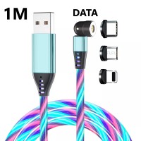 Магнитный кабель Foxconn Data Magneto Magic 540° LED - 1м. | 3 в 1 Type-C, Lightning, Micro-USB на USB-кабель синхронизации для iPhone, iPod, iPad, AirPods, Samsung, Xiaomi
