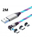 Зарядный кабель Foxconn Magneto Magic 540° LED - 2м. | 3 в 1 Type-C, Lightning, Micro-USB на USB-кабель для iPhone, iPod, iPad, AirPods, Samsung, Xiaomi