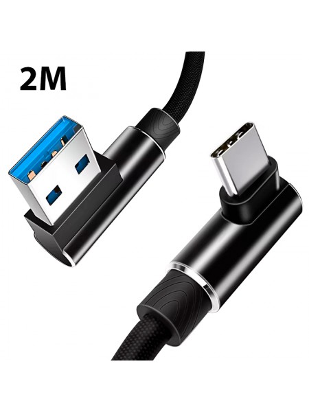 Зарядний кабель Foxconn 90° degree Type-C 2m - USB на Type-C кабель для iPad, Samsung, Xiaomi, ASUS, Motorola, Nokia| 2м