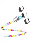 Зарядный кабель Foxconn Magneto Magic LED 1м. - 3 в 1 Type-C, Lightning, Micro-USB на USB-кабель для iPhone, iPod, iPad, AirPods, Samsung, Xiaomi