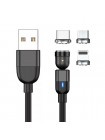 Зарядный кабель Foxconn Magneto Magic 540° - 2м. | 3 в 1 Type-C, Lightning, Micro-USB на USB-кабель для iPhone, iPod, iPad, AirPods, Samsung, Xiaomi
