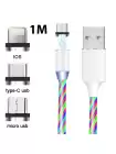 Зарядный кабель Foxconn Magneto Magic LED 1м. - 3 в 1 Type-C, Lightning, Micro-USB на USB-кабель для iPhone, iPod, iPad, AirPods, Samsung, Xiaomi